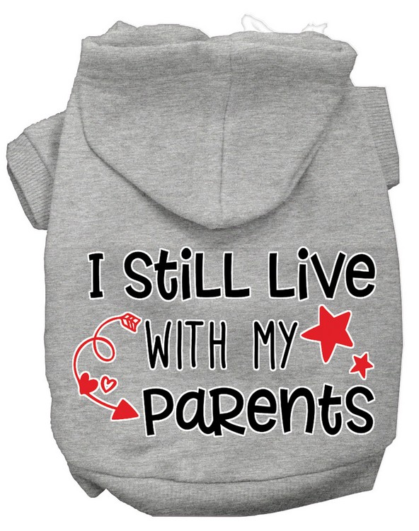 Still Live with my Parents Screen Print Dog Hoodie Grey M